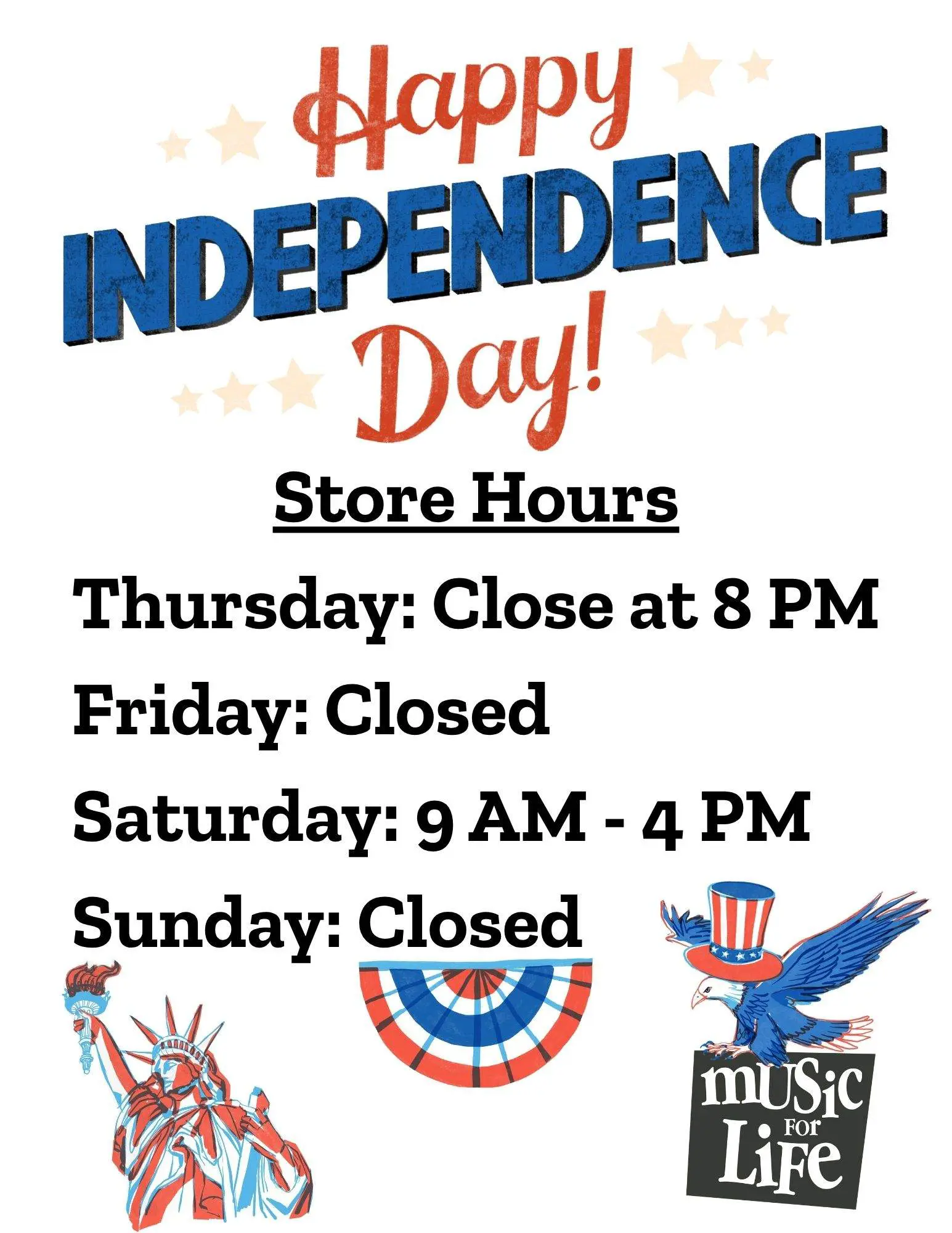 Happy Independence Day, We are closed Friday July 4th, 2025.