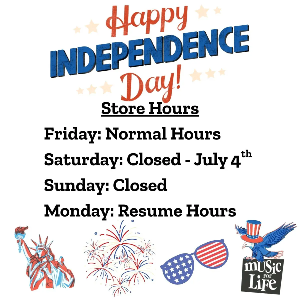 Closed July 4th, 2026, for Independence Day