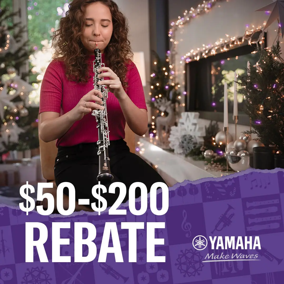 Student with an Oboe. Yamaha Band Rebate $50-$200 USD from Yamaha