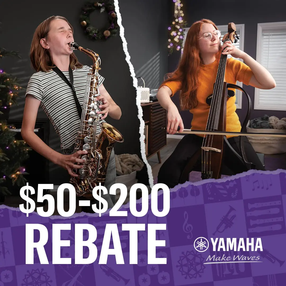 Yamaha Band Rebate $50-$200 USD from Yamaha