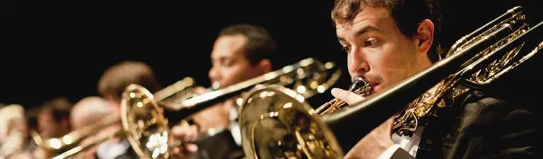 Trombone players in band Concert