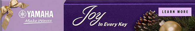 Yamaha, Make Waves, Holiday Footer Graphic for Piano. Joy in Every Key.