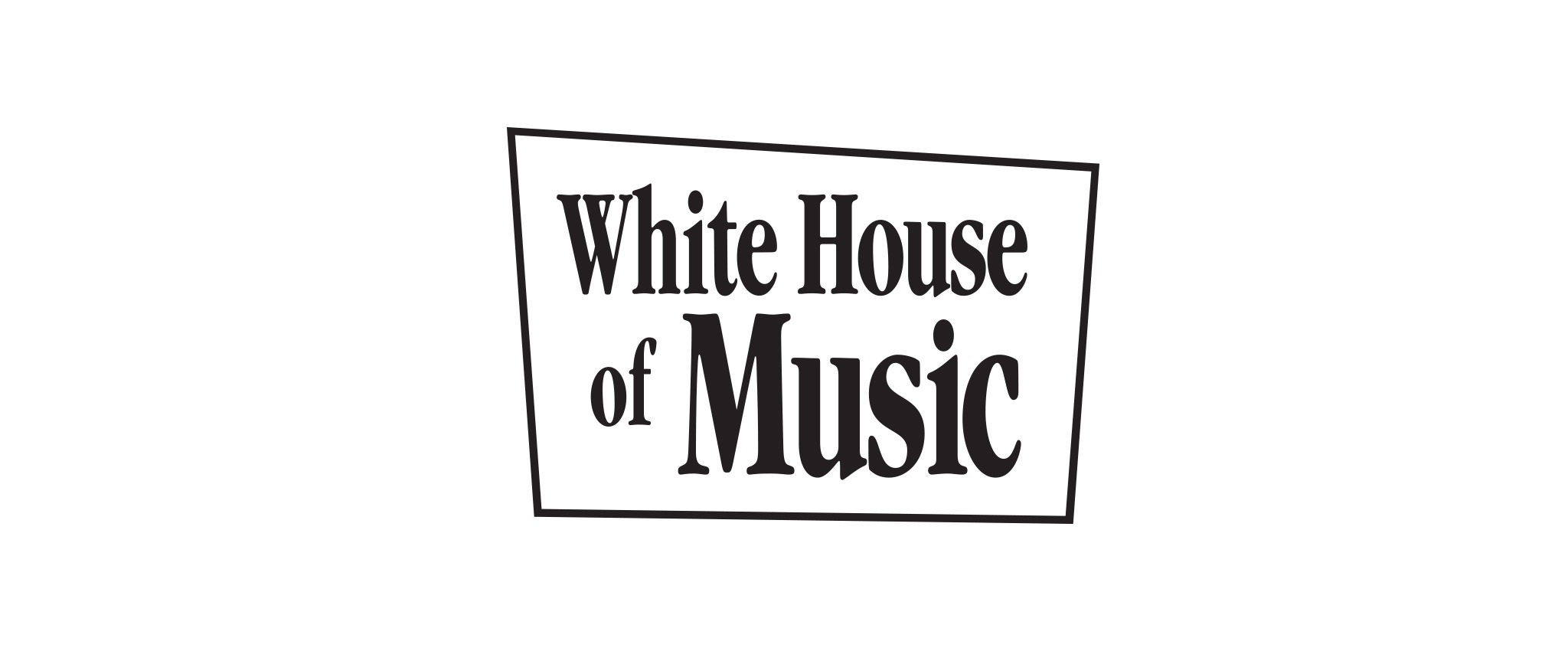 White House of Music stacked logo, black with white background