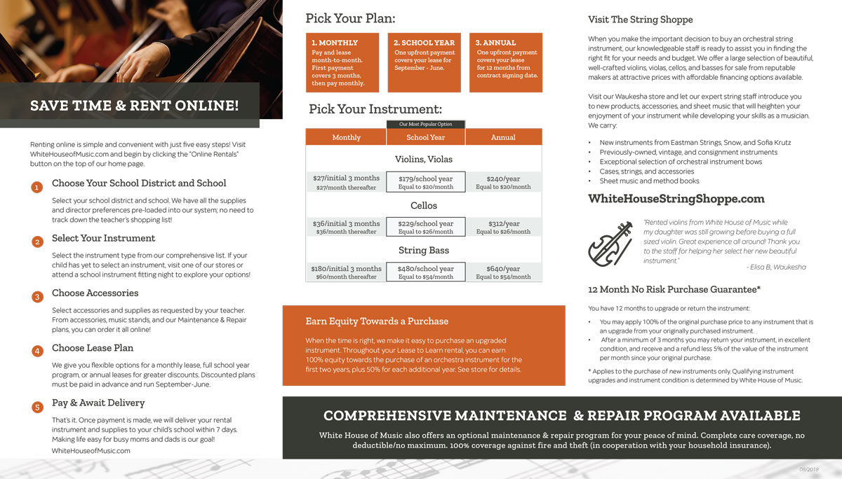 Lease to Learn orchestra program flyer